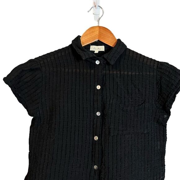 3 for‎ $30! Love Notes black short sleeve button down shirt - Picture 2 of 9